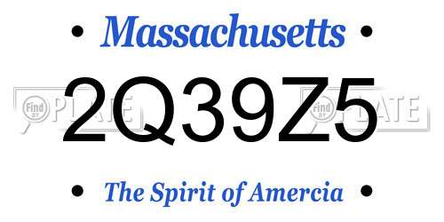 2Q39Z5 Massachusetts License Plate