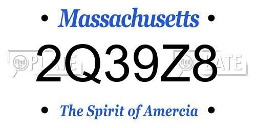 2Q39Z8 Massachusetts License Plate