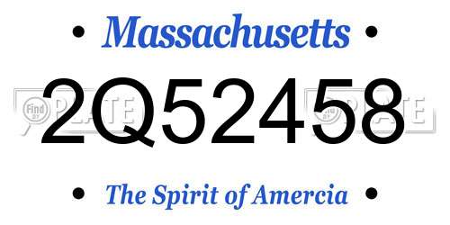 2Q52458 Massachusetts License Plate