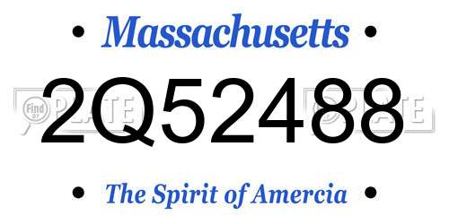 2Q52488 Massachusetts License Plate