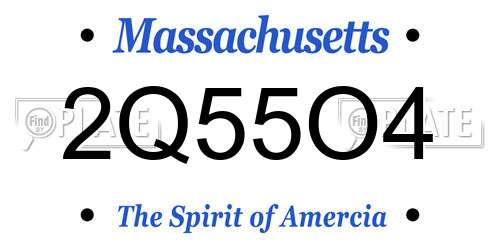 2Q55O4 Massachusetts License Plate