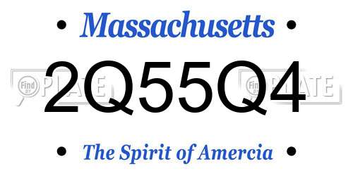 2Q55Q4 Massachusetts License Plate