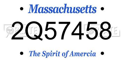 2Q57458 Massachusetts License Plate