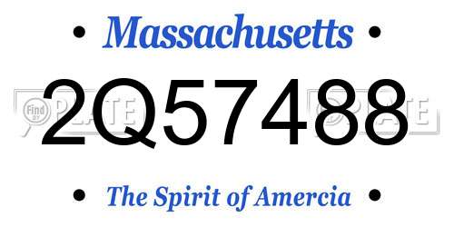 2Q57488 Massachusetts License Plate