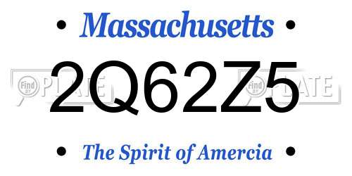 2Q62Z5 Massachusetts License Plate