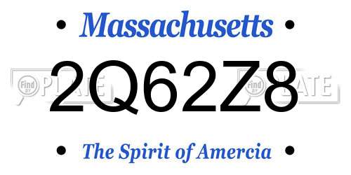 2Q62Z8 Massachusetts License Plate