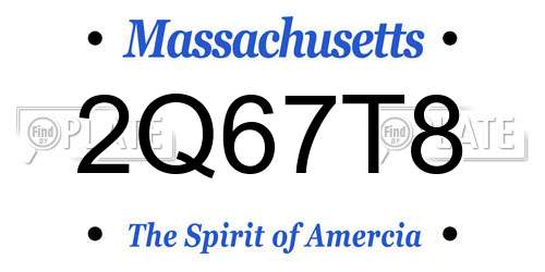 2Q67T8 Massachusetts License Plate