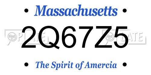 2Q67Z5 Massachusetts License Plate