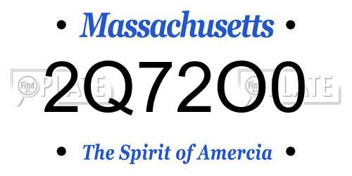 2Q72O0 Massachusetts License Plate