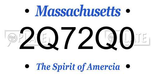 2Q72Q0 Massachusetts License Plate