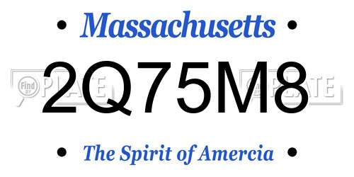 2Q75M8 Massachusetts License Plate