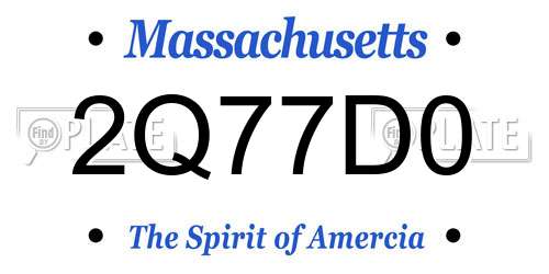 2Q77D0 Massachusetts License Plate