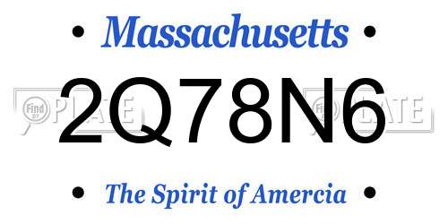 2Q78N6 Massachusetts License Plate