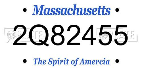 2Q82455 Massachusetts License Plate