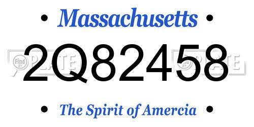 2Q82458 Massachusetts License Plate