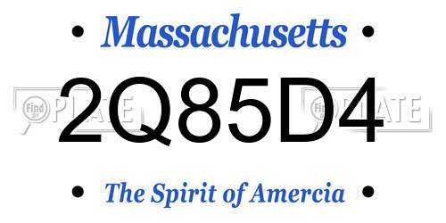 2Q85D4 Massachusetts License Plate
