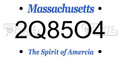 2Q85O4 Massachusetts License Plate