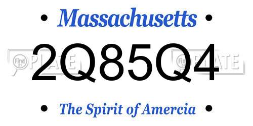 2Q85Q4 Massachusetts License Plate
