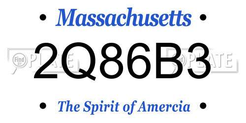 2Q86B3 Massachusetts License Plate