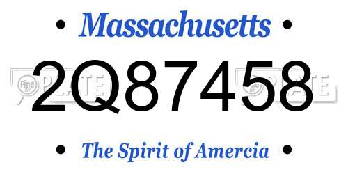 2Q87458 Massachusetts License Plate