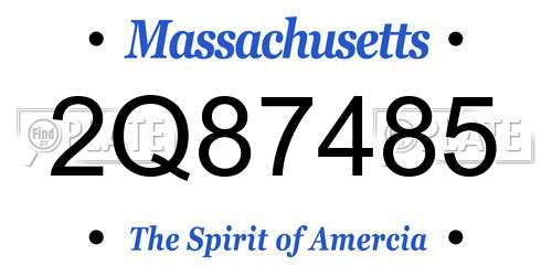 2Q87485 Massachusetts License Plate