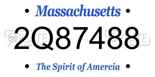 2Q87488 Massachusetts License Plate