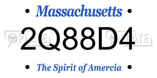 2Q88D4 Massachusetts License Plate