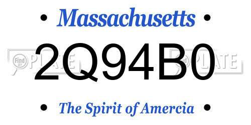 2Q94B0 Massachusetts License Plate