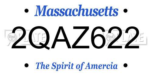 2QAZ622 Massachusetts License Plate