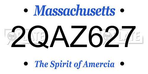 2QAZ627 Massachusetts License Plate