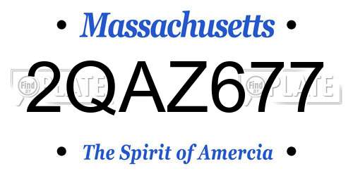 2QAZ677 Massachusetts License Plate