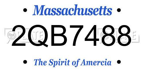 2QB7488 Massachusetts License Plate