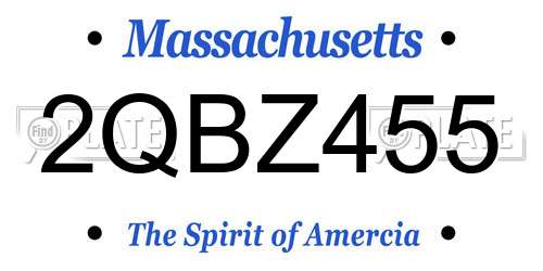 2QBZ455 Massachusetts License Plate