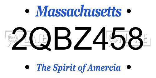 2QBZ458 Massachusetts License Plate