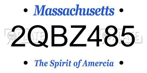 2QBZ485 Massachusetts License Plate