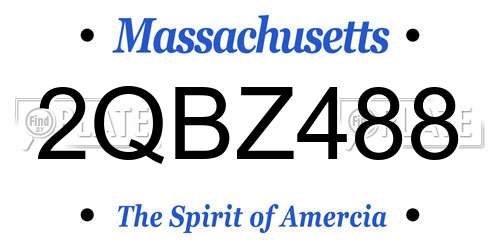 2QBZ488 Massachusetts License Plate