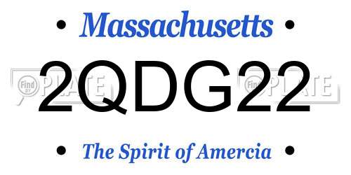 2QDG22 Massachusetts License Plate