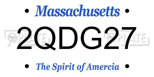 2QDG27 Massachusetts License Plate