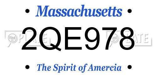 2QE978 Massachusetts License Plate