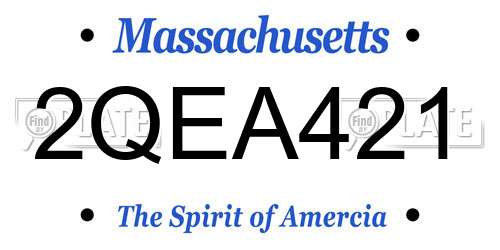 2QEA421 Massachusetts License Plate