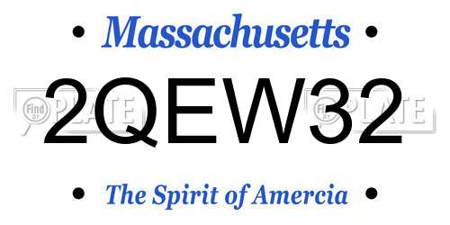 2QEW32 Massachusetts License Plate