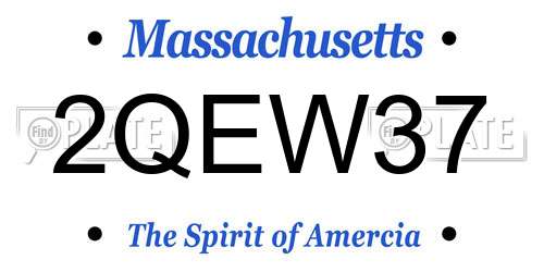 2QEW37 Massachusetts License Plate