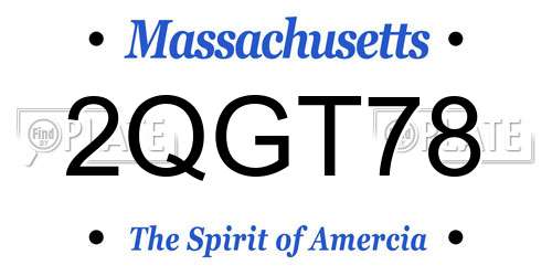 2QGT78 Massachusetts License Plate