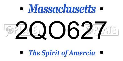 2QO627 Massachusetts License Plate