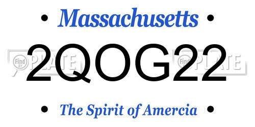 2QOG22 Massachusetts License Plate