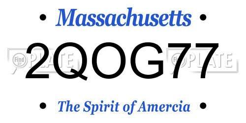 2QOG77 Massachusetts License Plate
