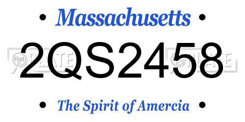 2QS2458 Massachusetts License Plate