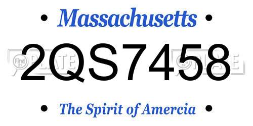 2QS7458 Massachusetts License Plate