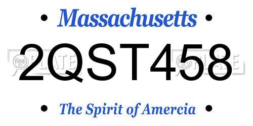 2QST458 Massachusetts License Plate