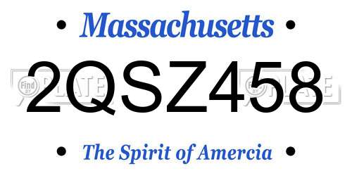 2QSZ458 Massachusetts License Plate